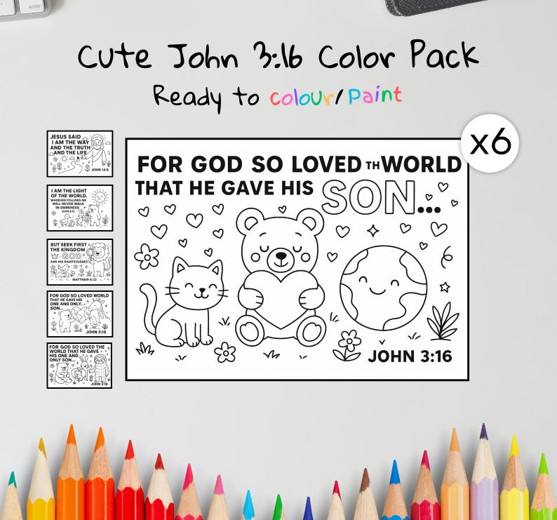 John 3:16 Bible Colouring Pages: listing photo