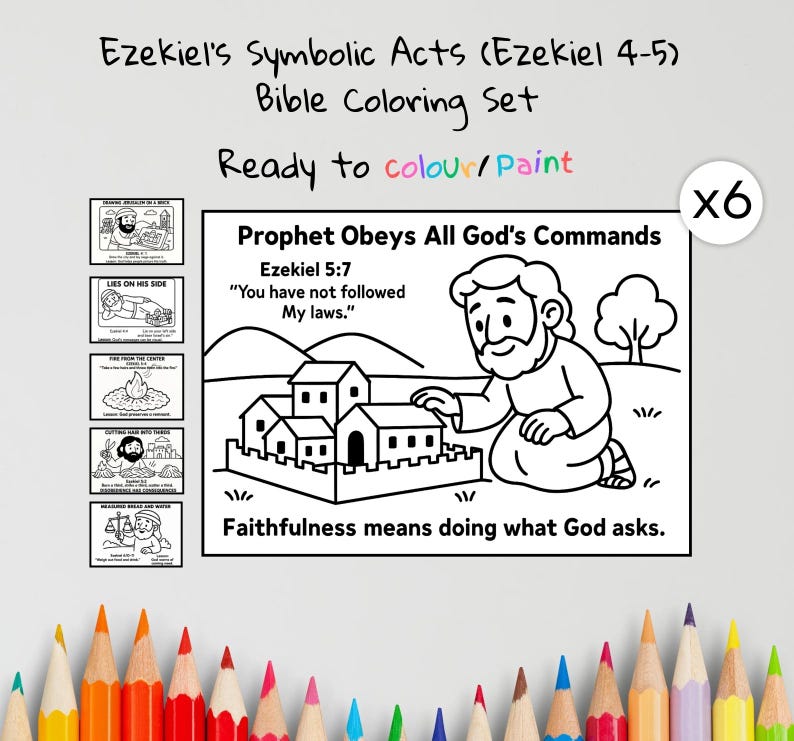 Ezekiel’s Symbolic Acts Bible Colouring Pages: listing photo