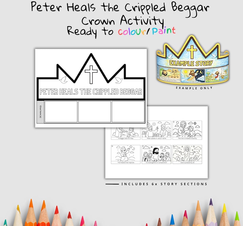 Peter Heals Beggar Bible Crown Craft: listing photo