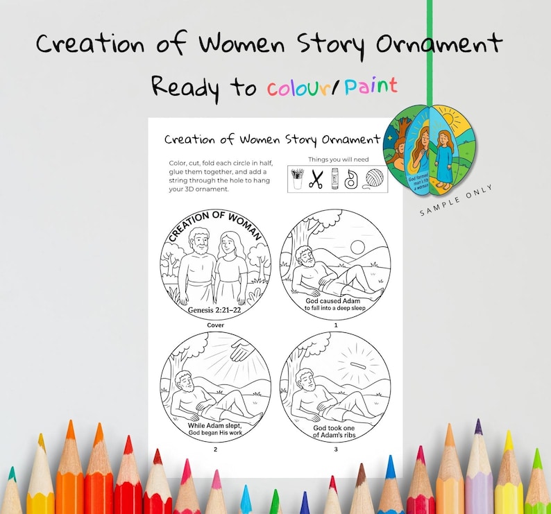 Creation of Woman 3D Bible Story Ornament: listing photo
