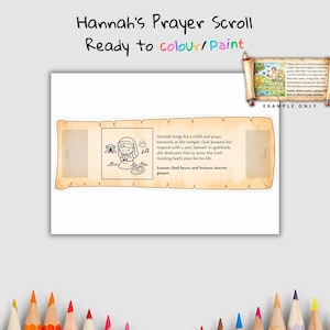 Hannah’s Prayer Scroll Sunday School Craft | Bible Craft Printable | Kids Bible Story Activity | Christian Coloring Craft | Digital Download image 1