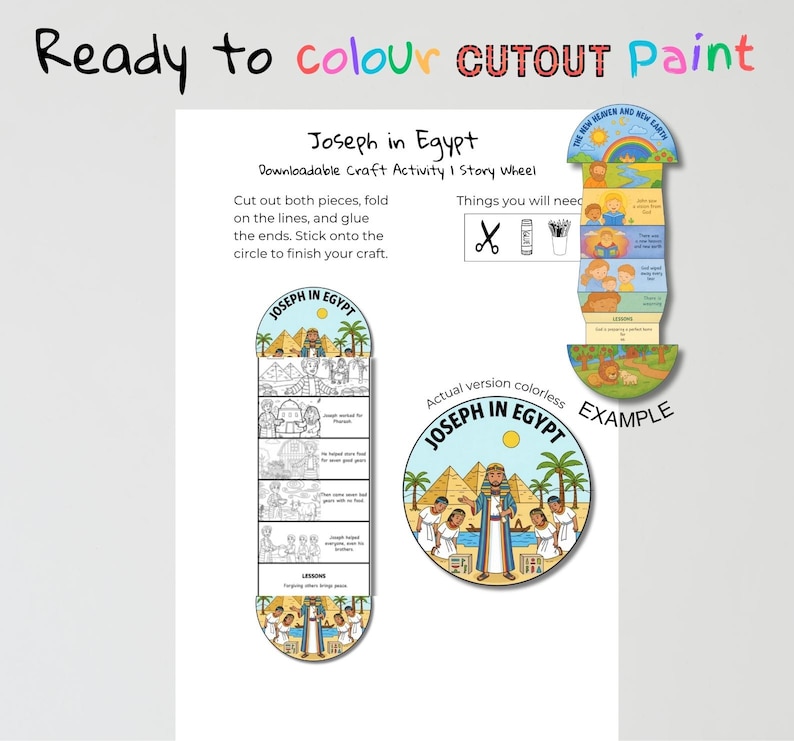 Joseph in Egypt Bible Colouring Craft: listing photo