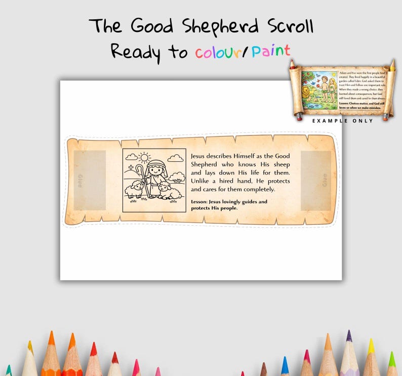 The Good Shepherd Scroll Sunday School Craft | Bible Craft Printable ...