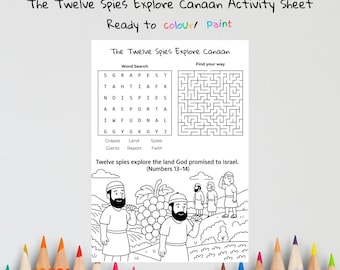 The Twelve Spies Explore Canaan Bible Craft | Kids Bible Games|Sunday School Activity | Christian Coloring Page|Faith-Based Lesson Printable