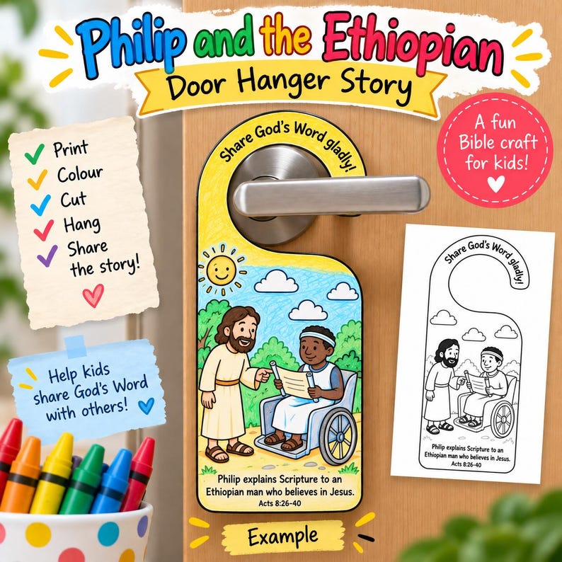 Philip and Ethiopian Bible Door Hanger: listing photo