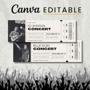 Benutzerdefinierte Konzertkarten-Vorlage | Bearbeitbares Event Ticket | DIY Überraschung Geschenkidee | Konzert Gutschein zum Ausdrucken | Canva Bearbeitbare Vorlage