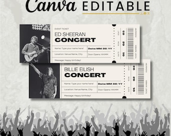 Custom Concert Ticket Template | Editable Event Ticket | DIY Surprise Gift Idea | Printable Concert Voucher | Canva Editable Template