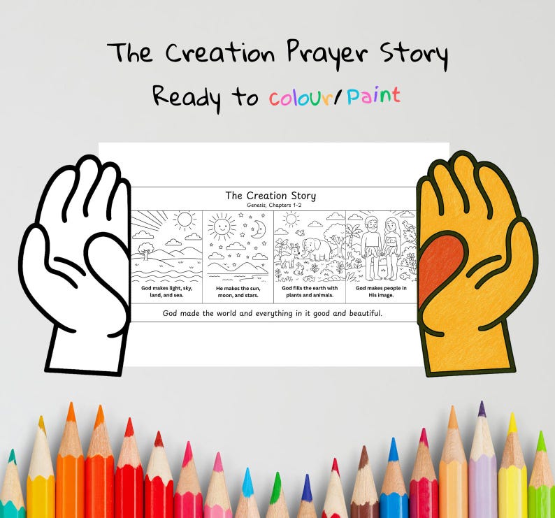 Creation Story Prayer Hands Craft: listing photo