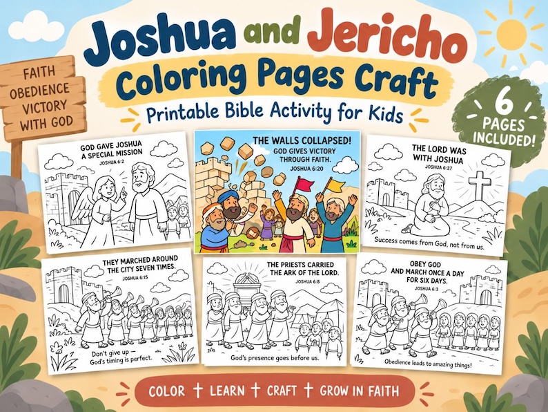 Joshua and Jericho Bible Colouring Pages: listing photo