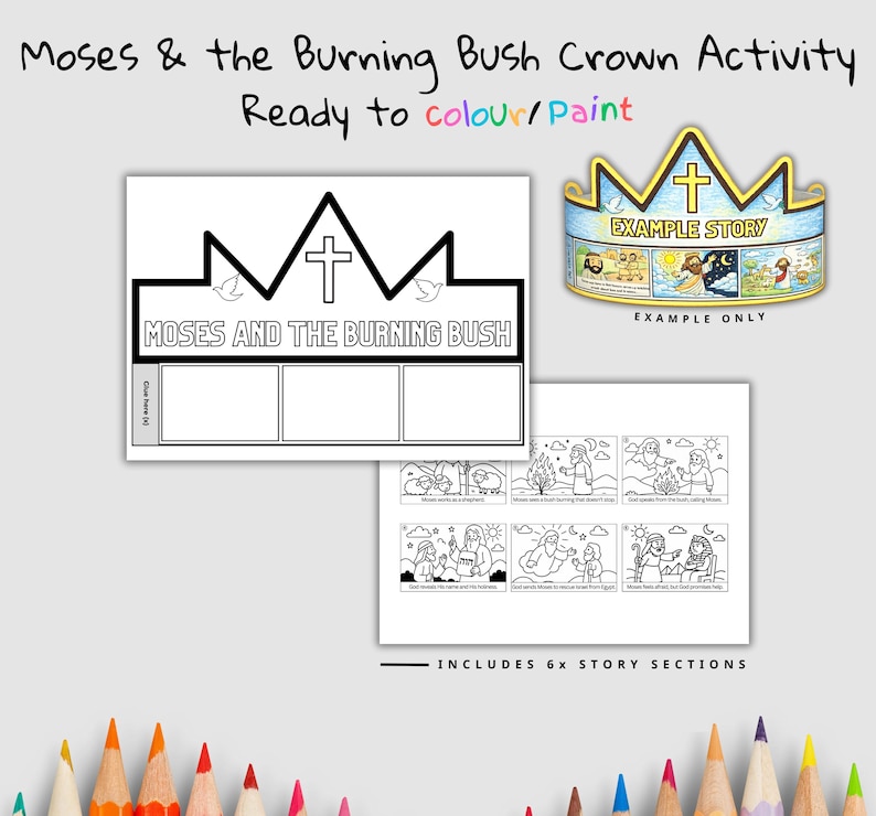 Moses and the Burning Bush Bible Crown Craft: listing photo