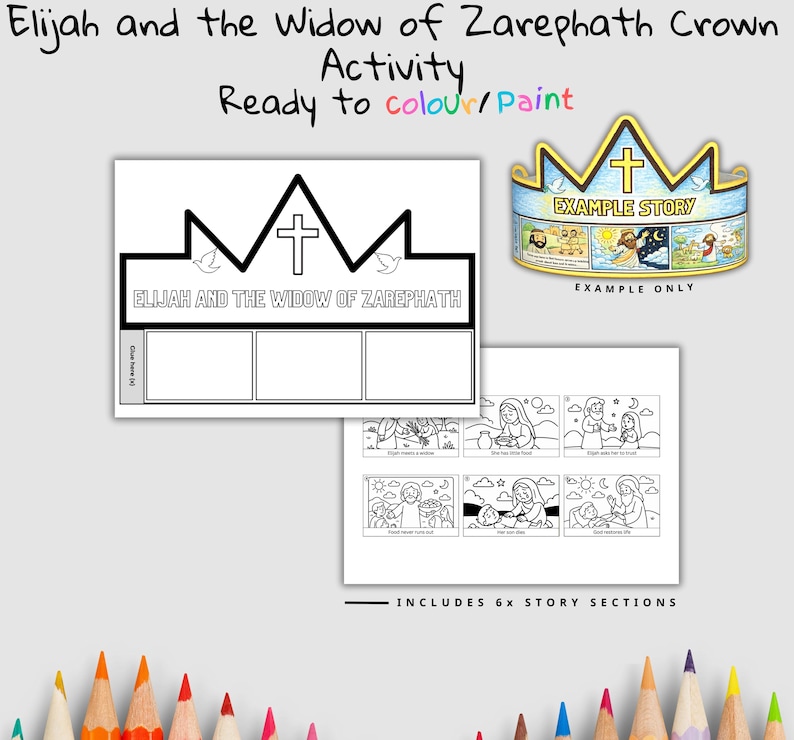 Elijah and the Widow Bible Crown Craft: listing photo