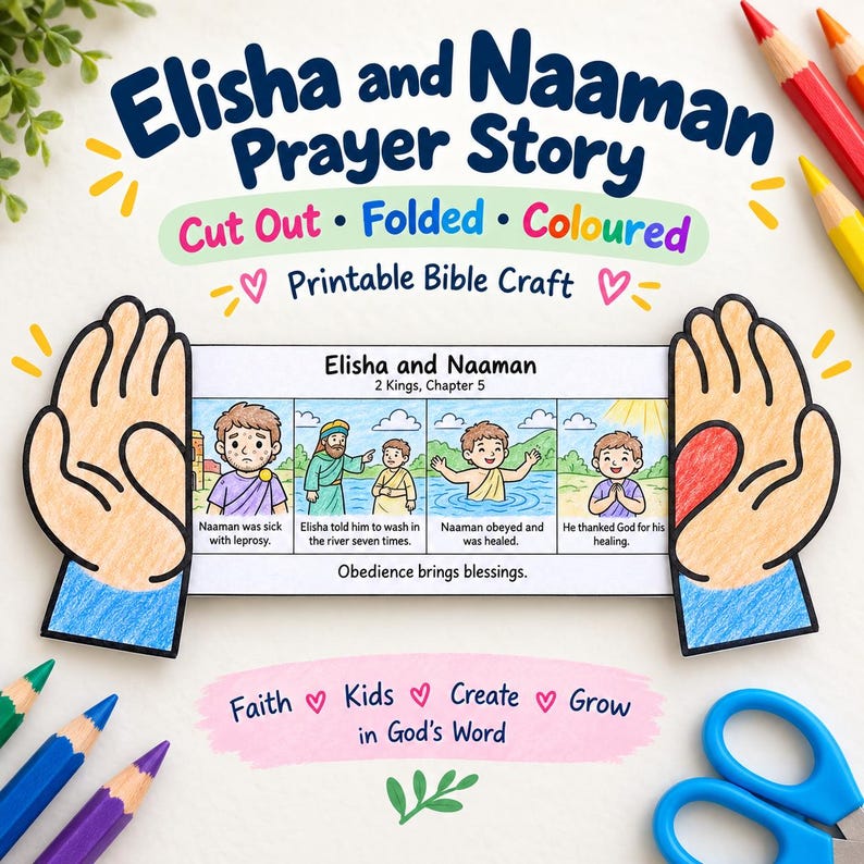 Elisha and Naaman Prayer Hands Craft: listing photo