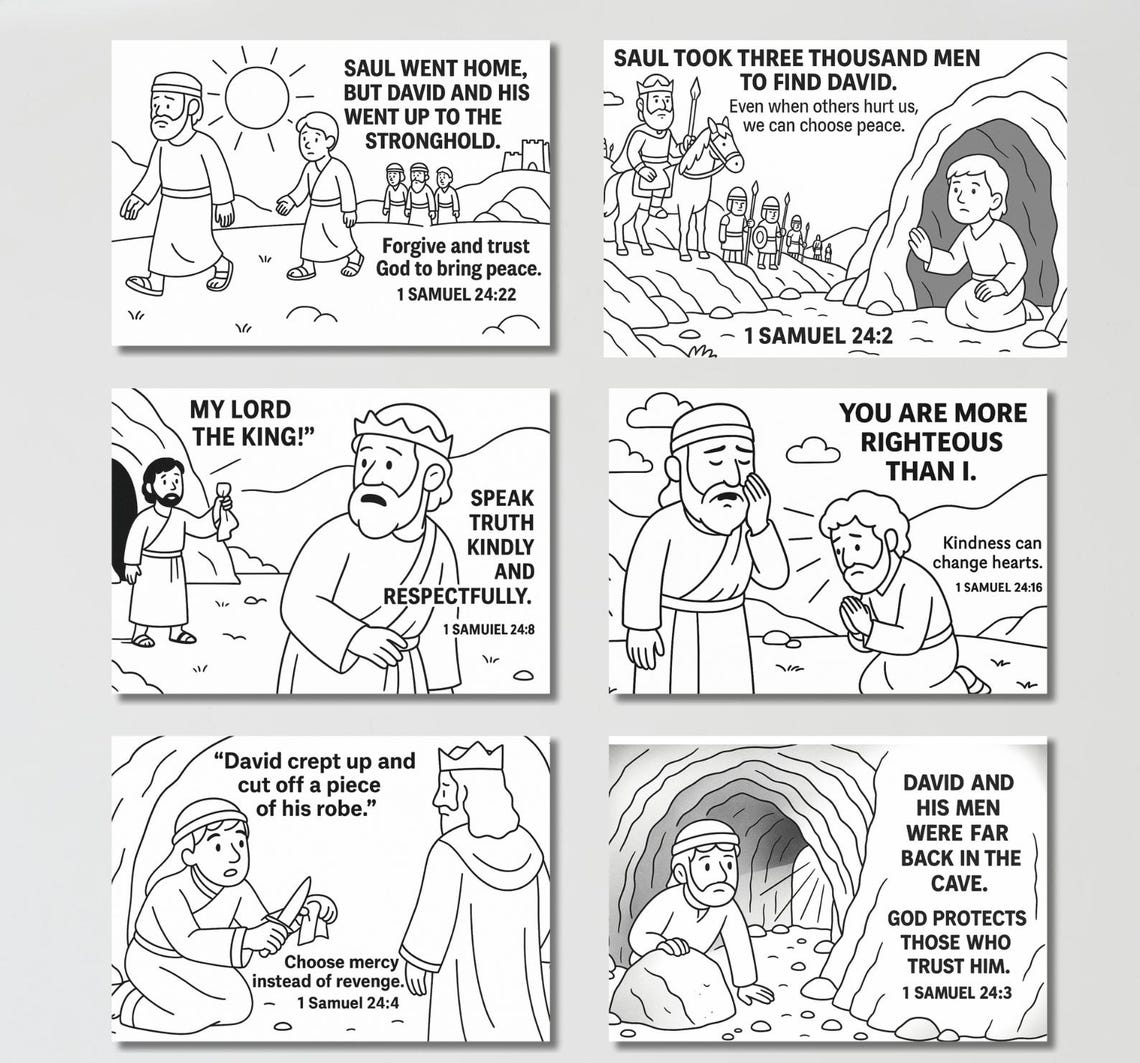 David Spares Saul Coloring Pages Craft | Kids Bible Craft | 1 Samuel 24 ...