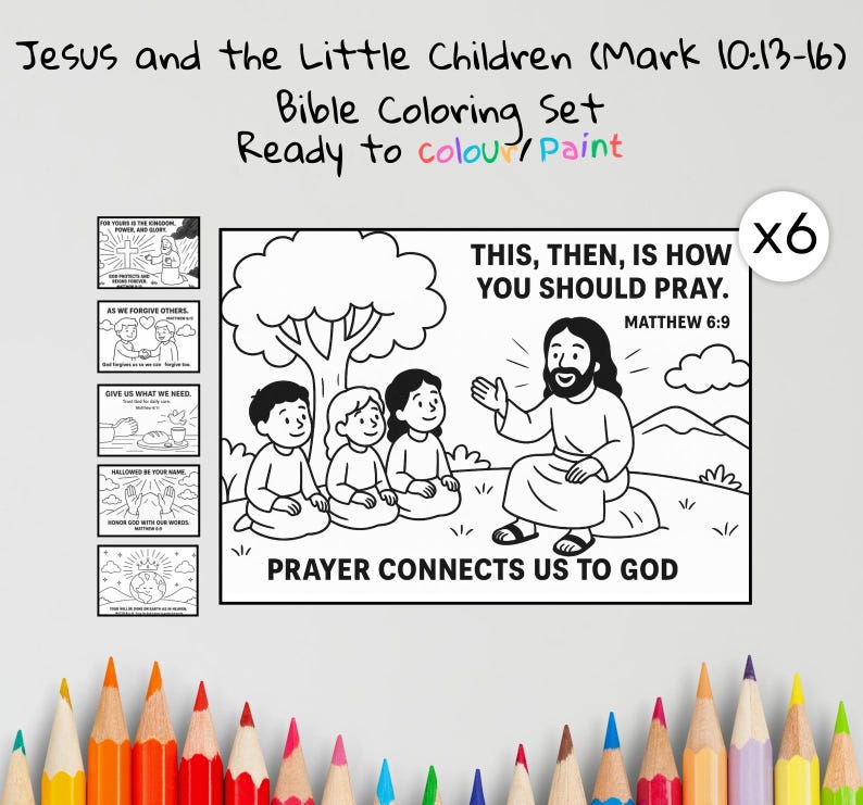 Jesus Welcomes Children Bible Colouring Pages: listing photo