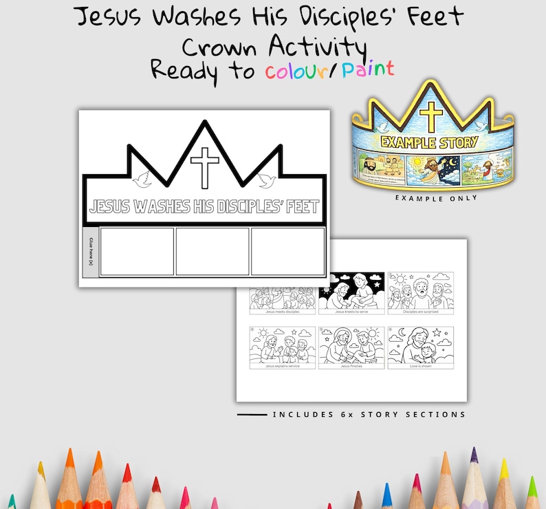 Jesus Washes Feet Bible Crown Craft: listing photo