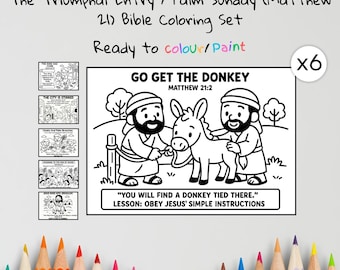 Palm Sunday Coloring Pages Craft | Kids Bible Craft | Triumphal Entry | Matthew 21 | Christian Coloring Sheets | Sunday School Lesson