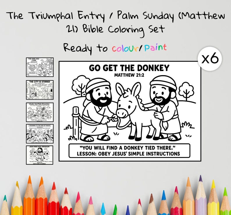 Palm Sunday Bible Colouring Pages: listing photo