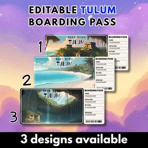 Tulum, Mexico Printable Boarding Pass Gift | Editable Surprise Travel Ticket (Digital Download)