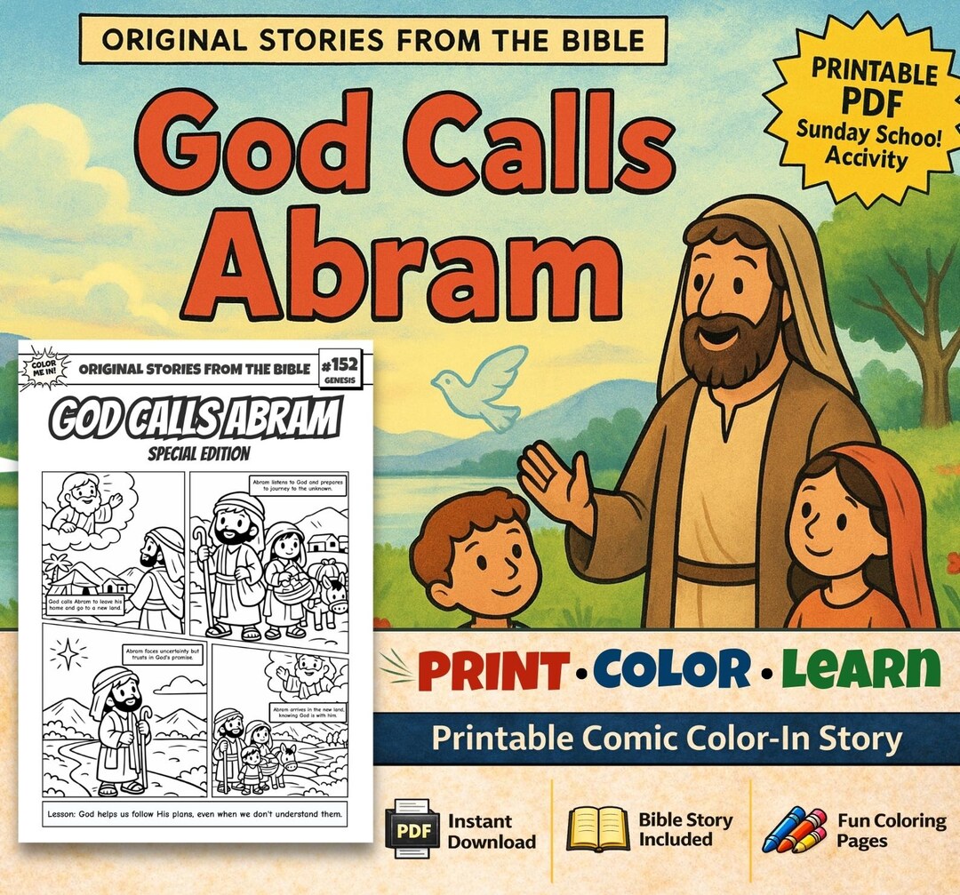 God Calls Abram A4 Bible Comic Coloring Page | Sunday School Craft ...