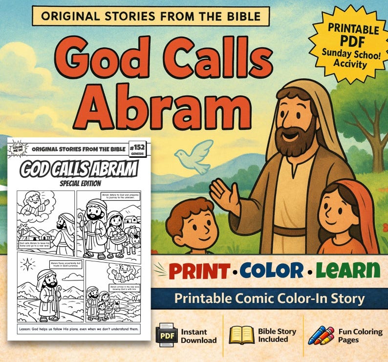 God Calls Abram A4 Bible Comic Coloring Page | Sunday School Craft ...