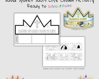 David Spares Saul Bible Crown Printable | Mercy and Respect Craft | Christian Printable | Bible Coloring Craft