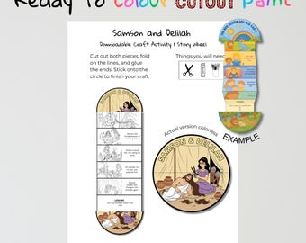 Samson and Delilah Bible Craft | Strength & Obedience Lesson | Christian Coloring Activity | Sunday School Printable