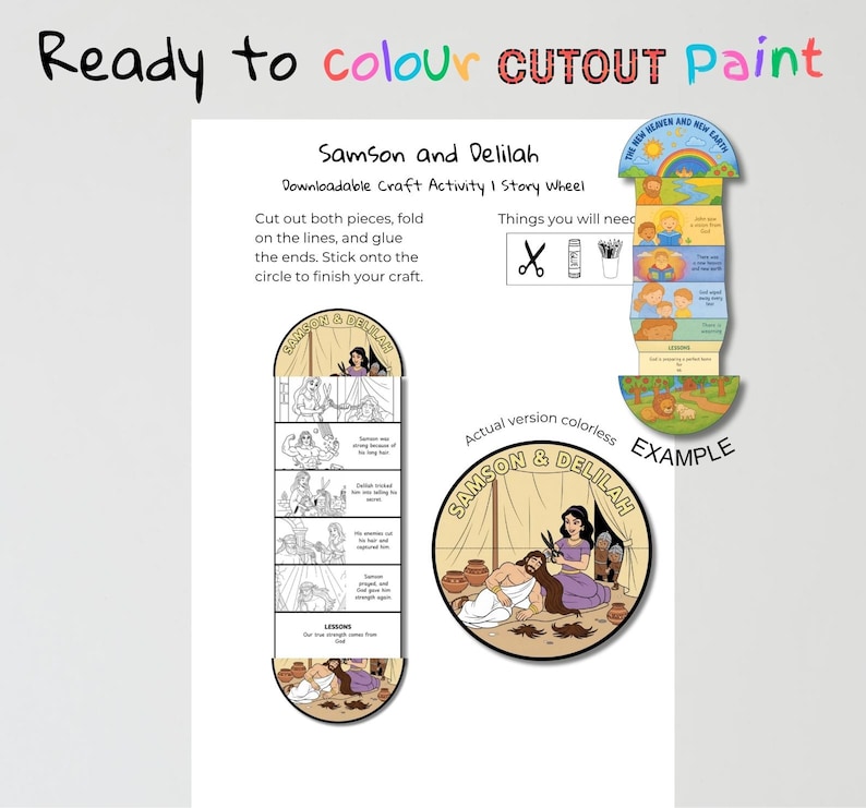 Samson and Delilah Fold-Out Bible Craft: listing photo