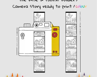 Manualidad con cámara bíblica (constructores sabios e insensatos) / Actividad con historia bíblica para niños / Manualidad para colorear de Mateo 7 / Imprimible cristiano / Lección dominical