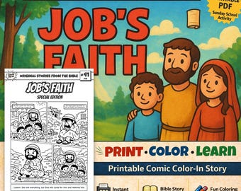 Job’s Faith A4 Bible Comic Coloring Page | Sunday School Craft | Bible Study for Kids | Children’s Church Activity | Book of Job