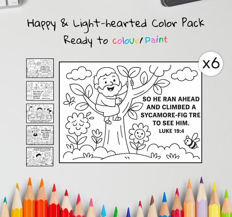 Happy and Lighthearted Bible Colouring Pages: listing photo