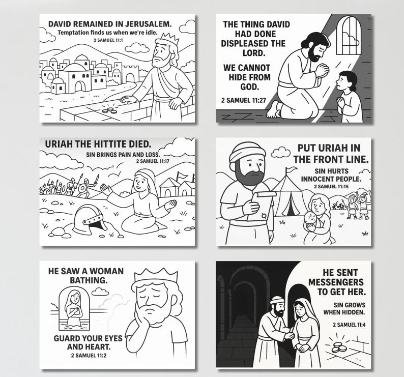 David and Bathsheba Coloring Pages Craft | Kids Bible Craft | 2 Samuel ...