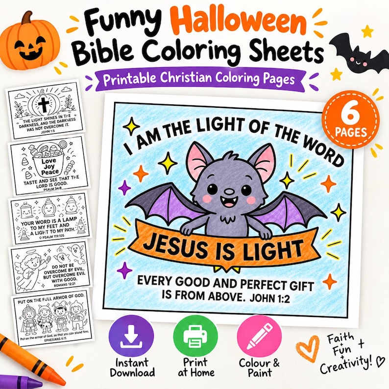 Funny Halloween Bible Colouring Pages: listing photo