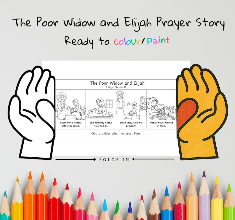 Poor Widow and Elijah Prayer Hands Craft: listing photo