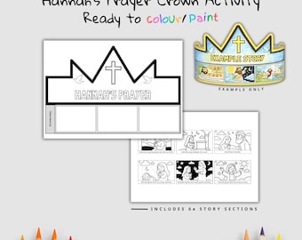 Hannah’s Prayer Bible Crown Printable | Prayer and Trust Craft | Christian Printable | Bible Coloring Craft
