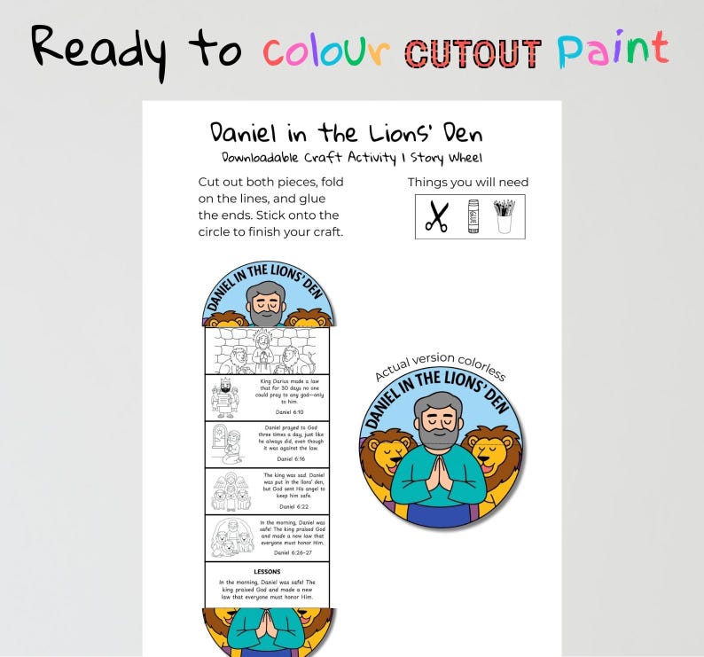 Daniel in the Lions’ Den Fold-Out Bible Craft: listing photo
