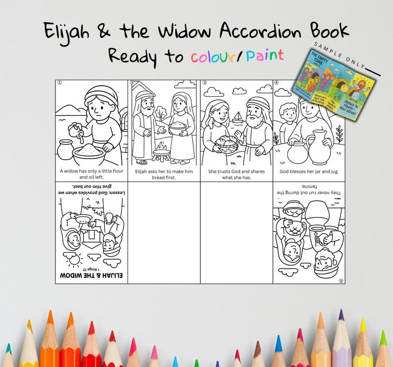 Elijah and the Widow Bible Sequencing Craft: listing photo