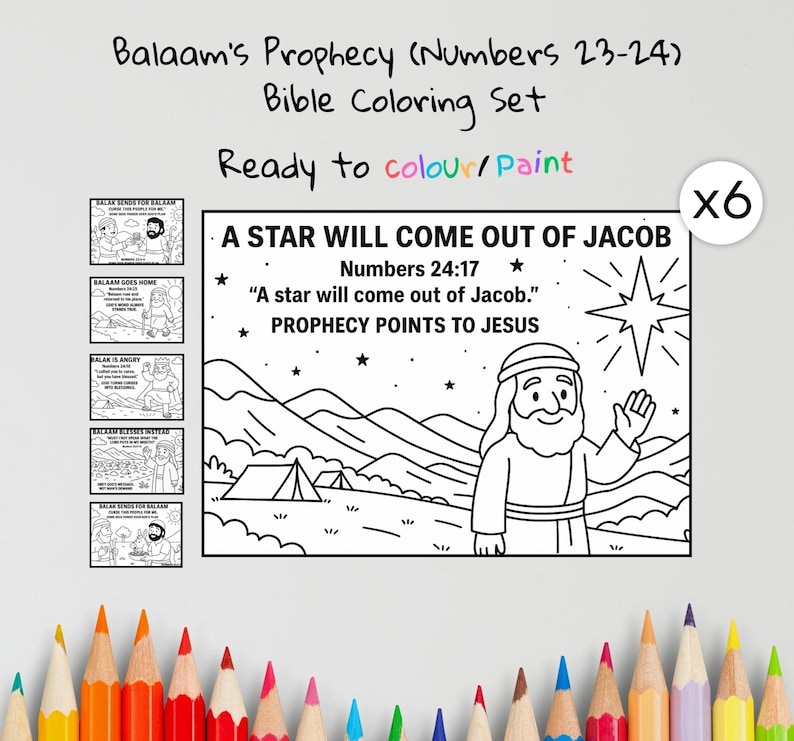 Balaam’s Prophecy Bible Colouring Pages: listing photo