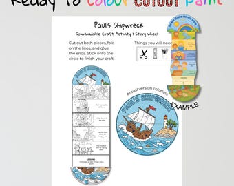 Paul’s Shipwreck Bible Craft | Trust God in Storms Lesson | Christian Coloring Activity | Sunday School Printable