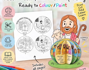 Peter Freed from Prison (Acts 12) | Jesus 3D Bible Story Craft | Sunday School Coloring Activity |Jesus Flip Story Craft