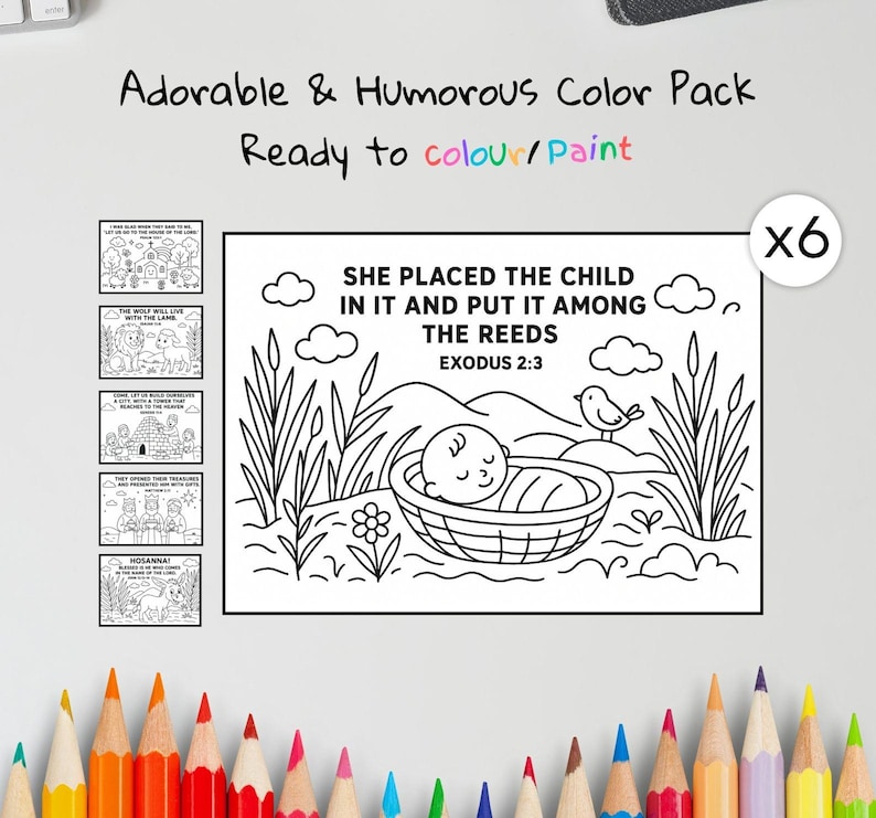 Adorable and Humorous Bible Colouring Pages: listing photo