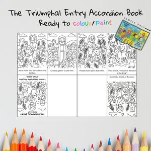 The Triumphal Entry Bible Craft | Kids Sunday School Activity | Bible Coloring & Sequencing Craft | Matthew 21 Lesson image 1