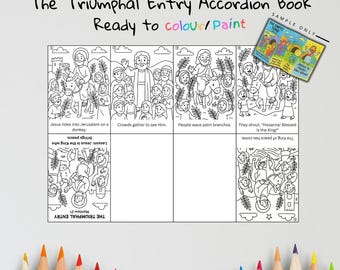 The Triumphal Entry Bible Craft | Kids Sunday School Activity | Bible Coloring & Sequencing Craft | Matthew 21 Lesson