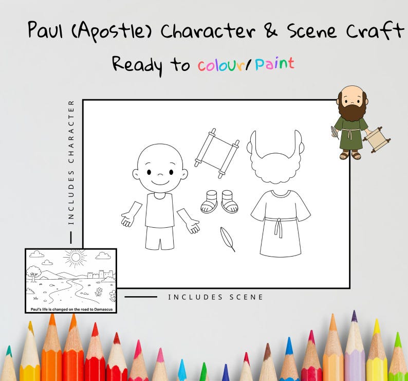 Paul on the Road to Damascus Cut-and-Paste Bible Craft for Kids: listing photo