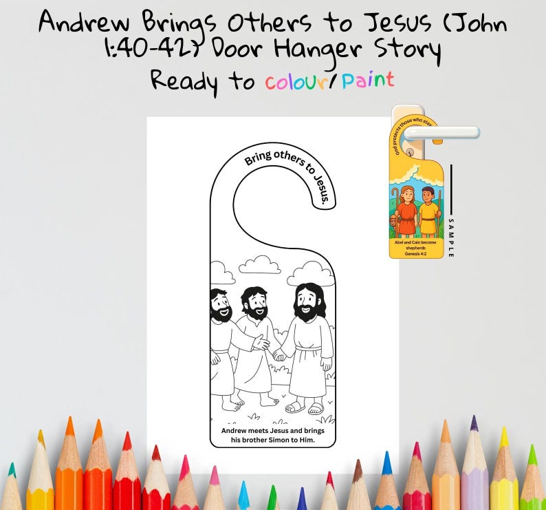 Andrew Brings Others to Jesus Bible Door Hanger: listing photo