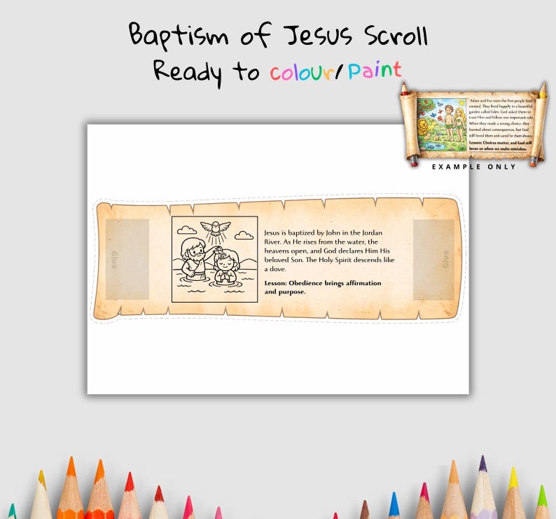 Baptism of Jesus Bible Scroll Craft: listing photo