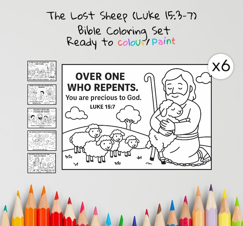 Lost Sheep Bible Colouring Pages: listing photo