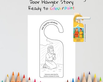 Solomon Asks for Wisdom Kids Bible Craft Door Hanger | 1 Kings 3 Coloring Craft | Christian Printable | Bible Activity for Kids