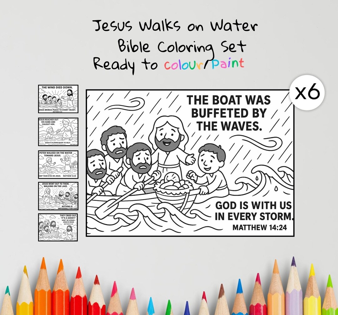 Jesus Walks on Water Bible Coloring Pages Craft | Kids Bible Craft ...