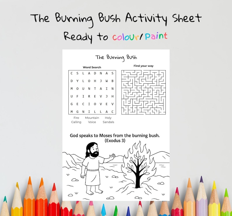 The Burning Bush Bible Activity Sheet: listing photo