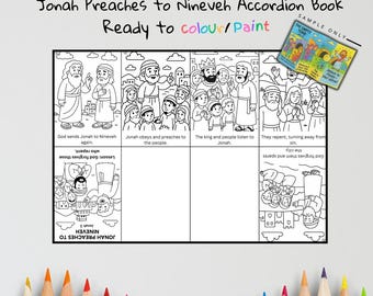 Jonah Preaches to Nineveh Bible Craft | Kids Sunday School Activity | Bible Coloring & Sequencing Craft | Jonah 3 Lesson